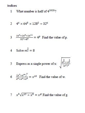 Exercise on Indices